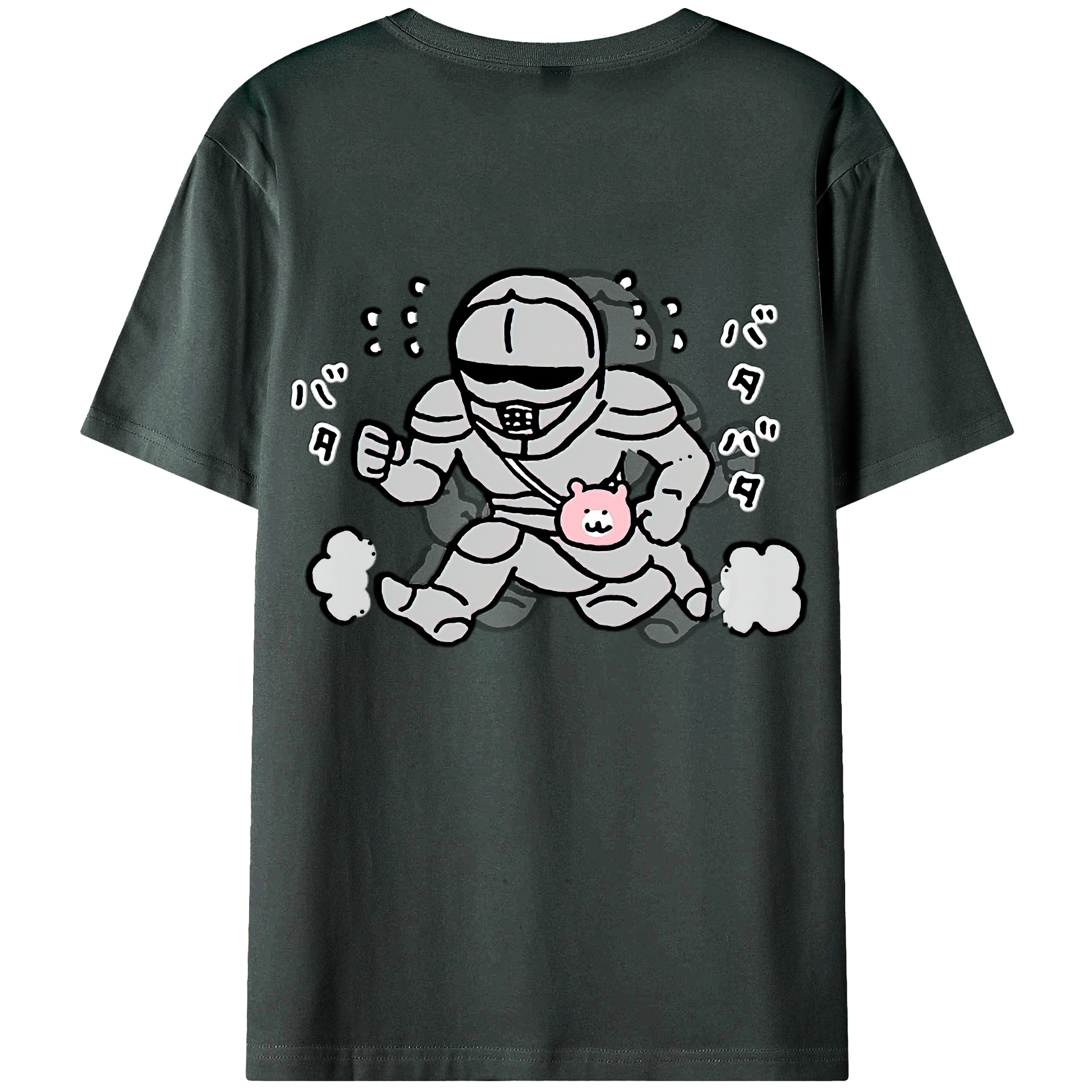 （画像用） ちいかわ 労働の鎧さん Chii-kawa Mr. Armor of Labor 綿100％ メンズ半袖Tシャツ（バックプリント） 通気性